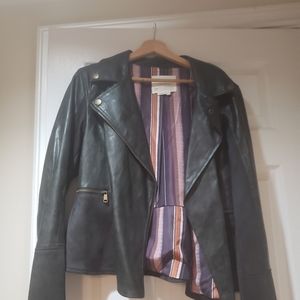 Never worn Anthropologie faux leather jacket with suede details